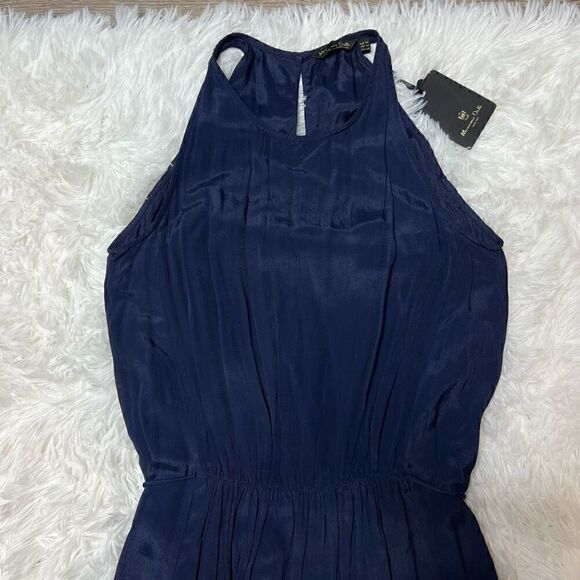Massimo Dutti Maxi Dress Bridesmaid Flowy Lightweight Sleeveless Size XS Navy Bl - Picture 3 of 15